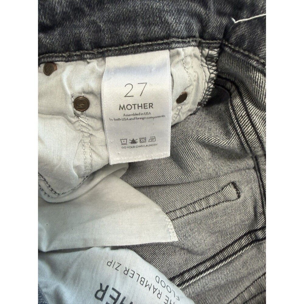 MOTHER The Rambler zip flood Ankle Jeans washed Black 27 $238 raw hem - Picture 6 of 7